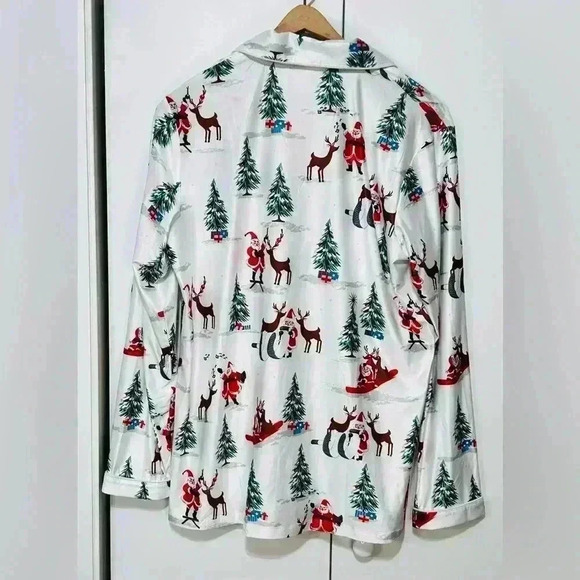 Christmas Pajamas Long Sleeve Button Down Pj Set Festive Party Sleepwear Medium - Picture 10 of 14